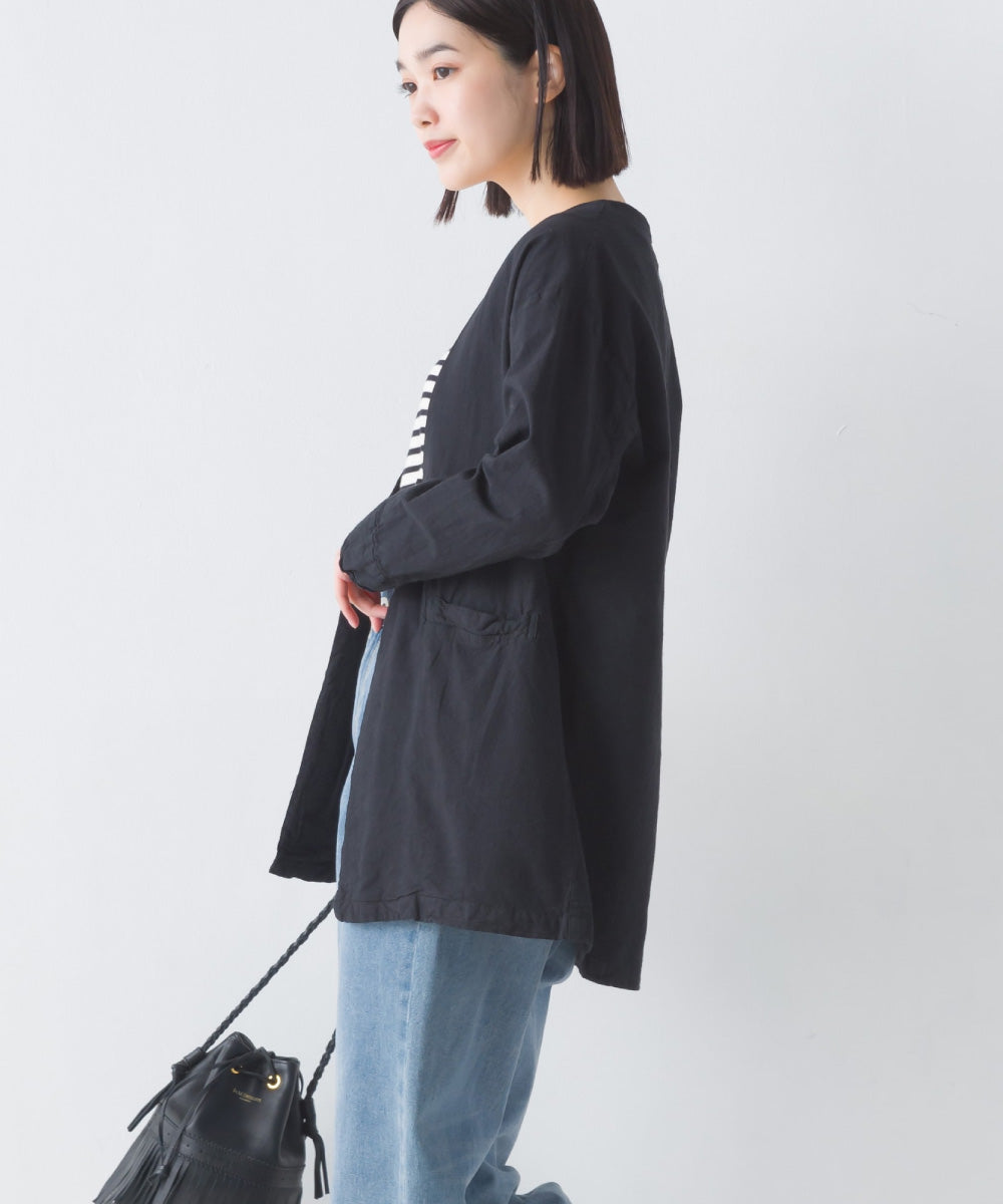 【OMNES Another Edition】製品染め コットンノーカラージャケット【7121-7037】