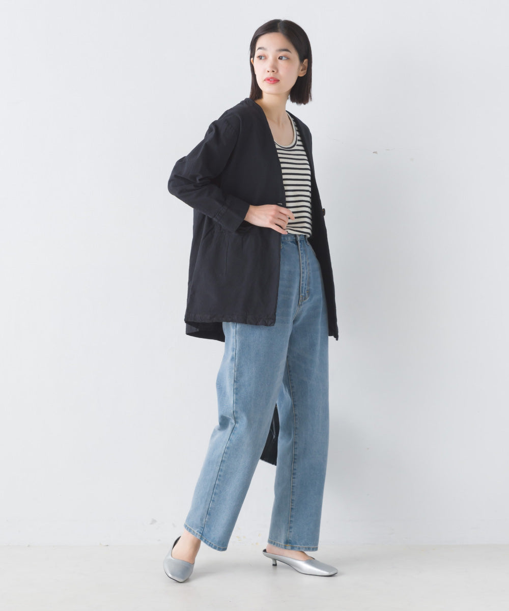 【OMNES Another Edition】製品染め コットンノーカラージャケット【7121-7037】
