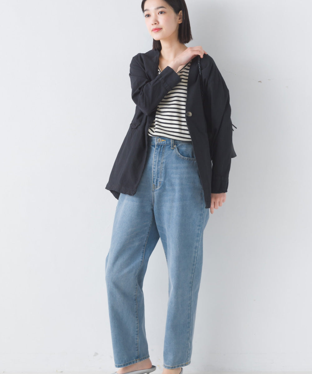 【OMNES Another Edition】製品染め コットンノーカラージャケット【7121-7037】