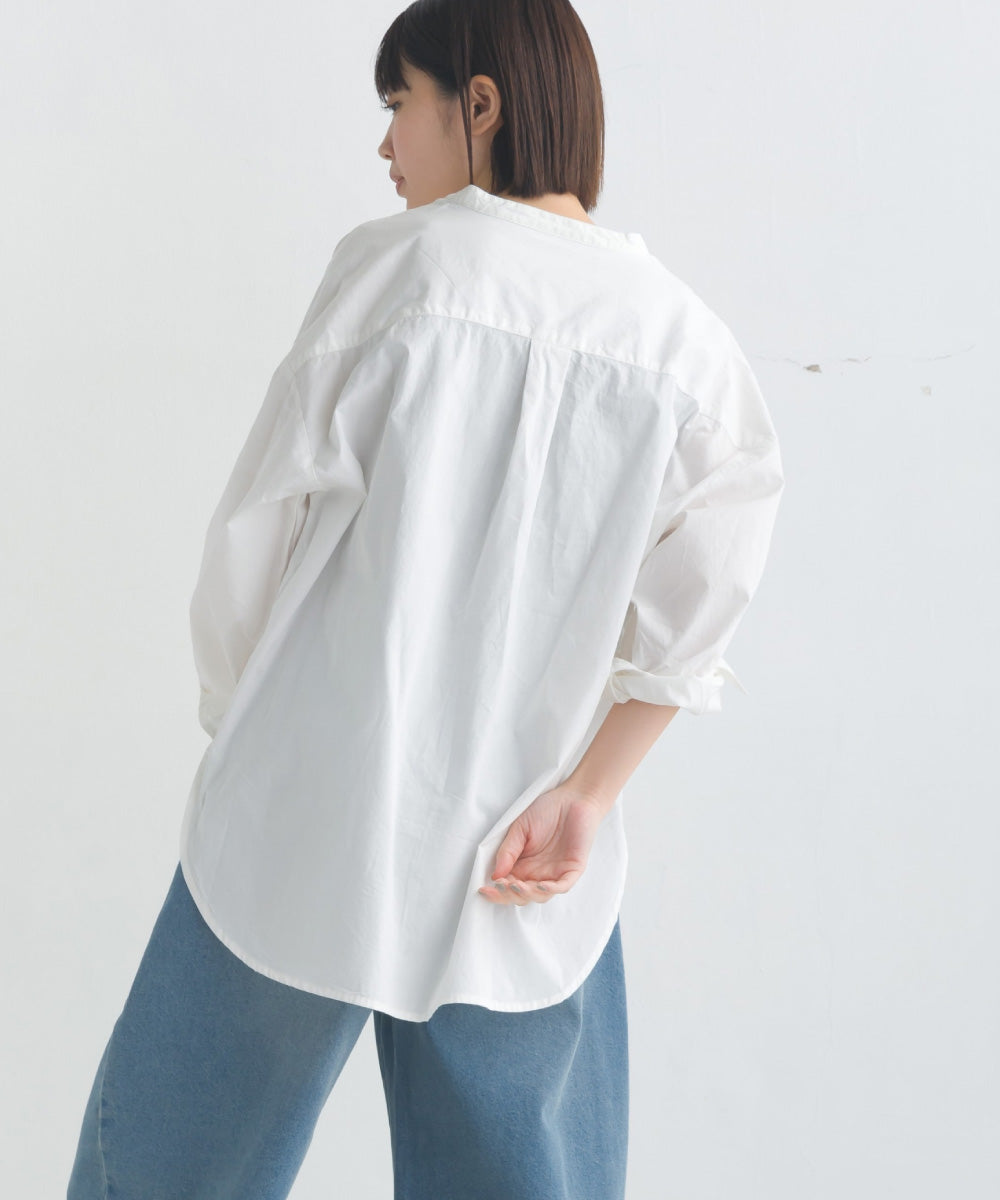 【OMNES】コットンブロードバンドカラー長袖シャツ【7122-4141】