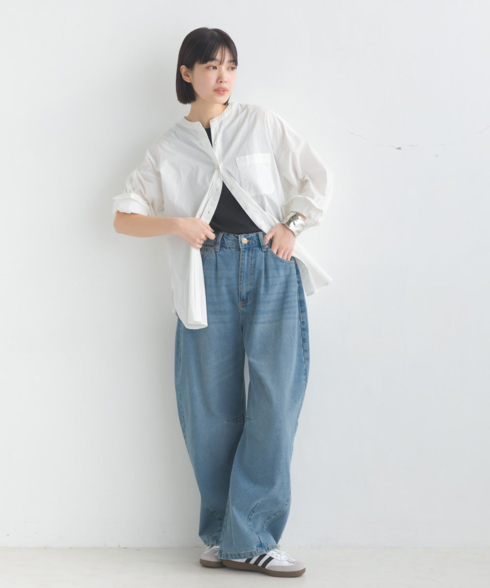 【OMNES】コットンブロードバンドカラー長袖シャツ【7122-4141】