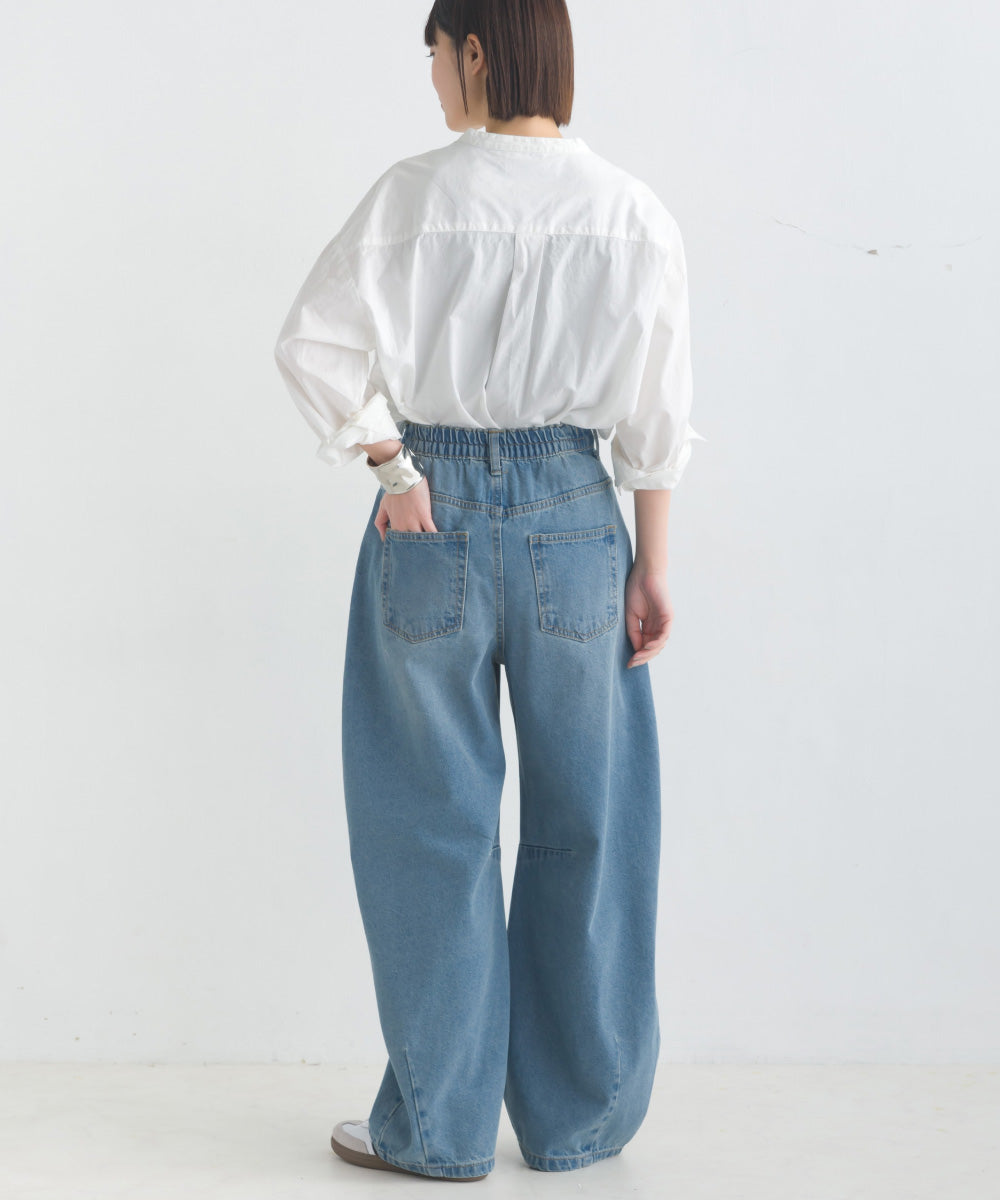 【OMNES】コットンブロードバンドカラー長袖シャツ【7122-4141】
