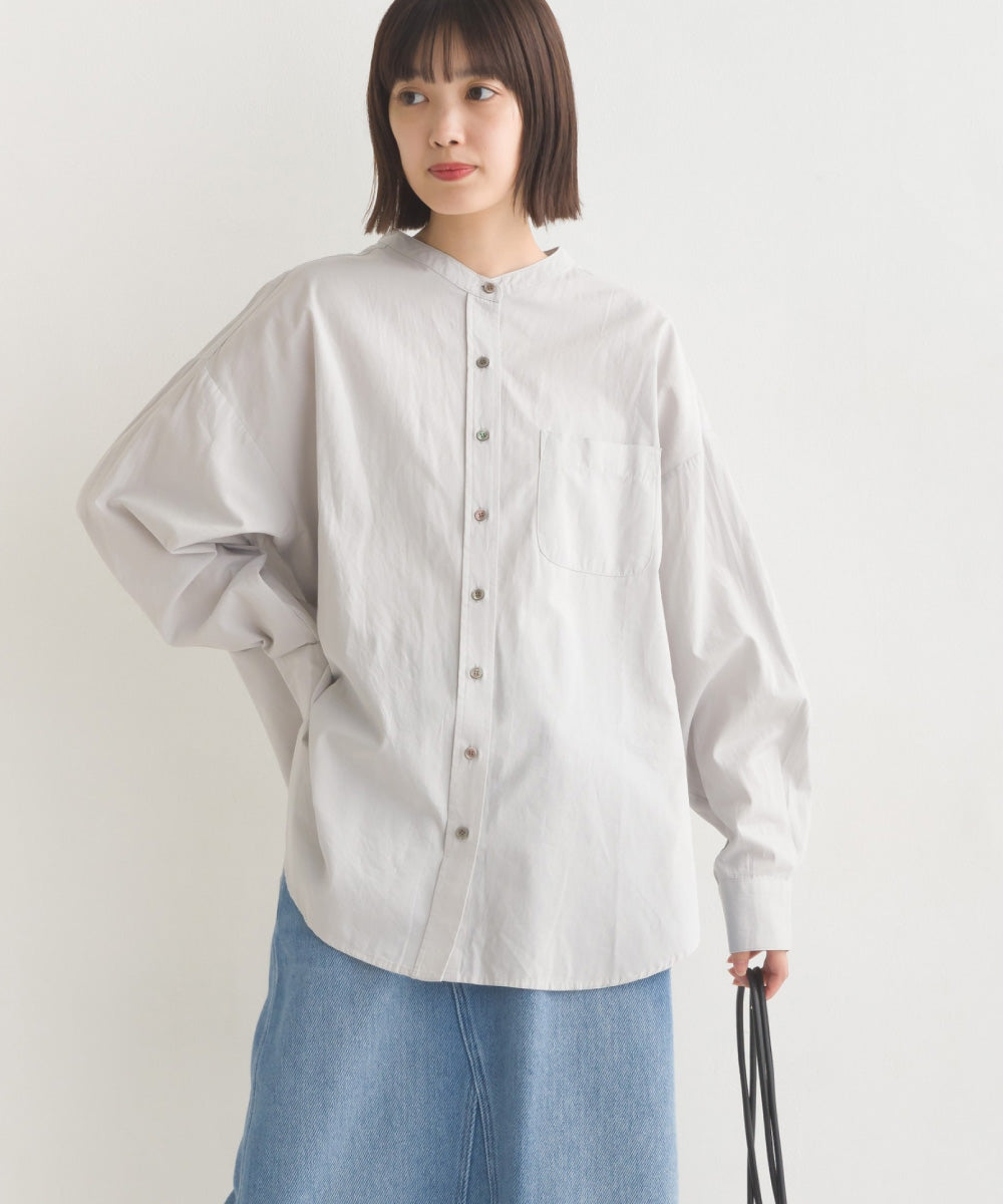 【OMNES】コットンブロードバンドカラー長袖シャツ【7122-4141】