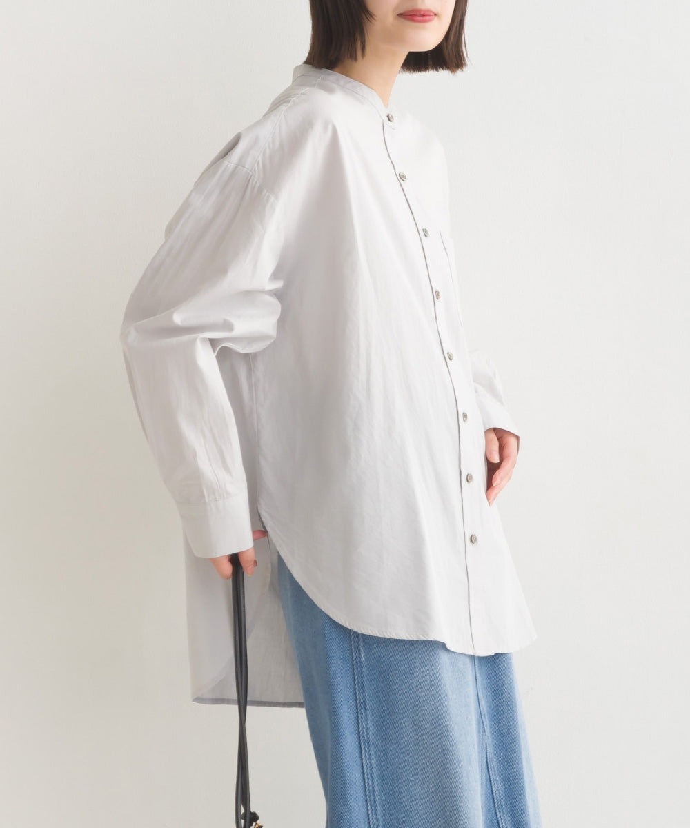 【OMNES】コットンブロードバンドカラー長袖シャツ【7122-4141】