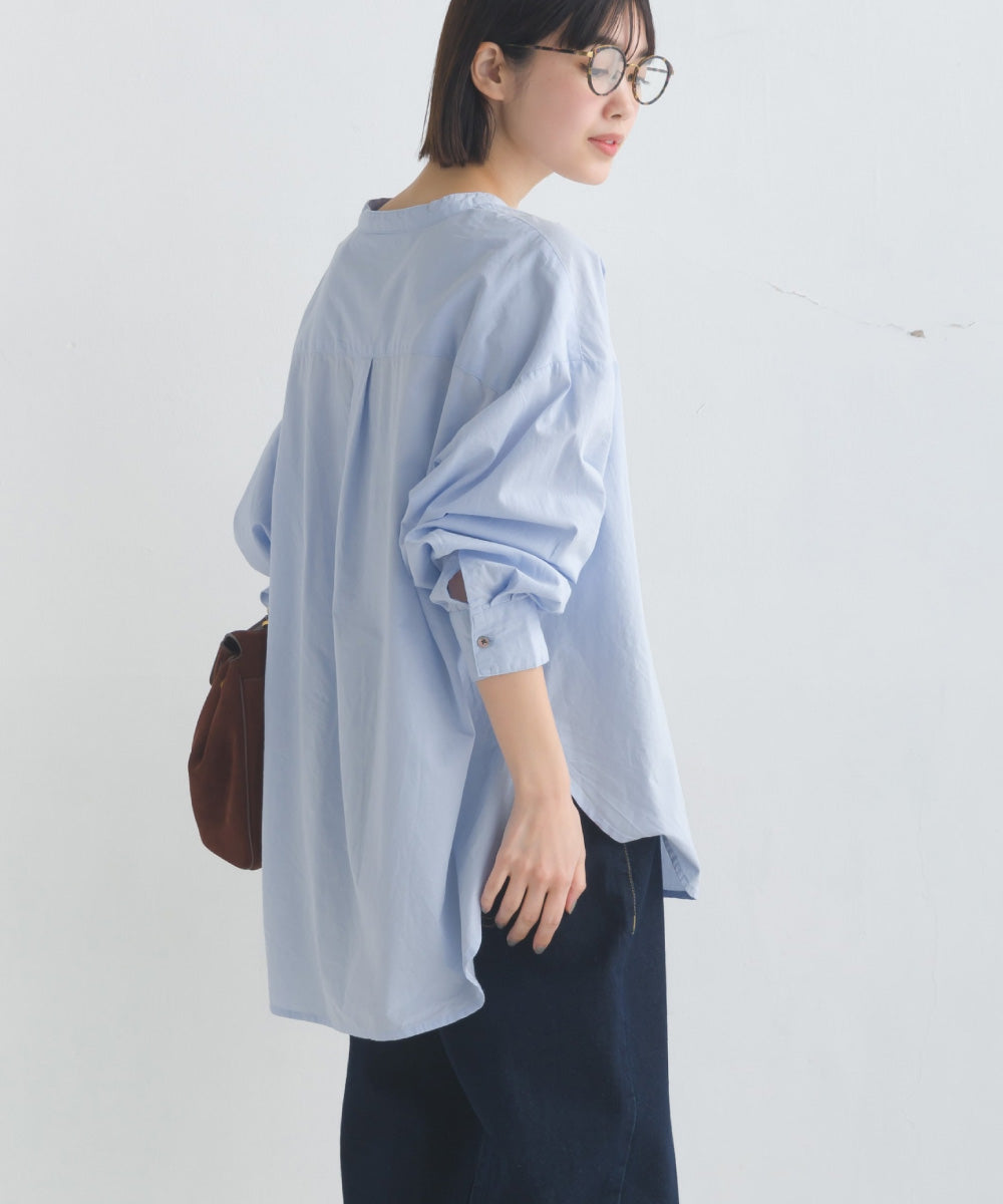 【OMNES】コットンブロードバンドカラー長袖シャツ【7122-4141】