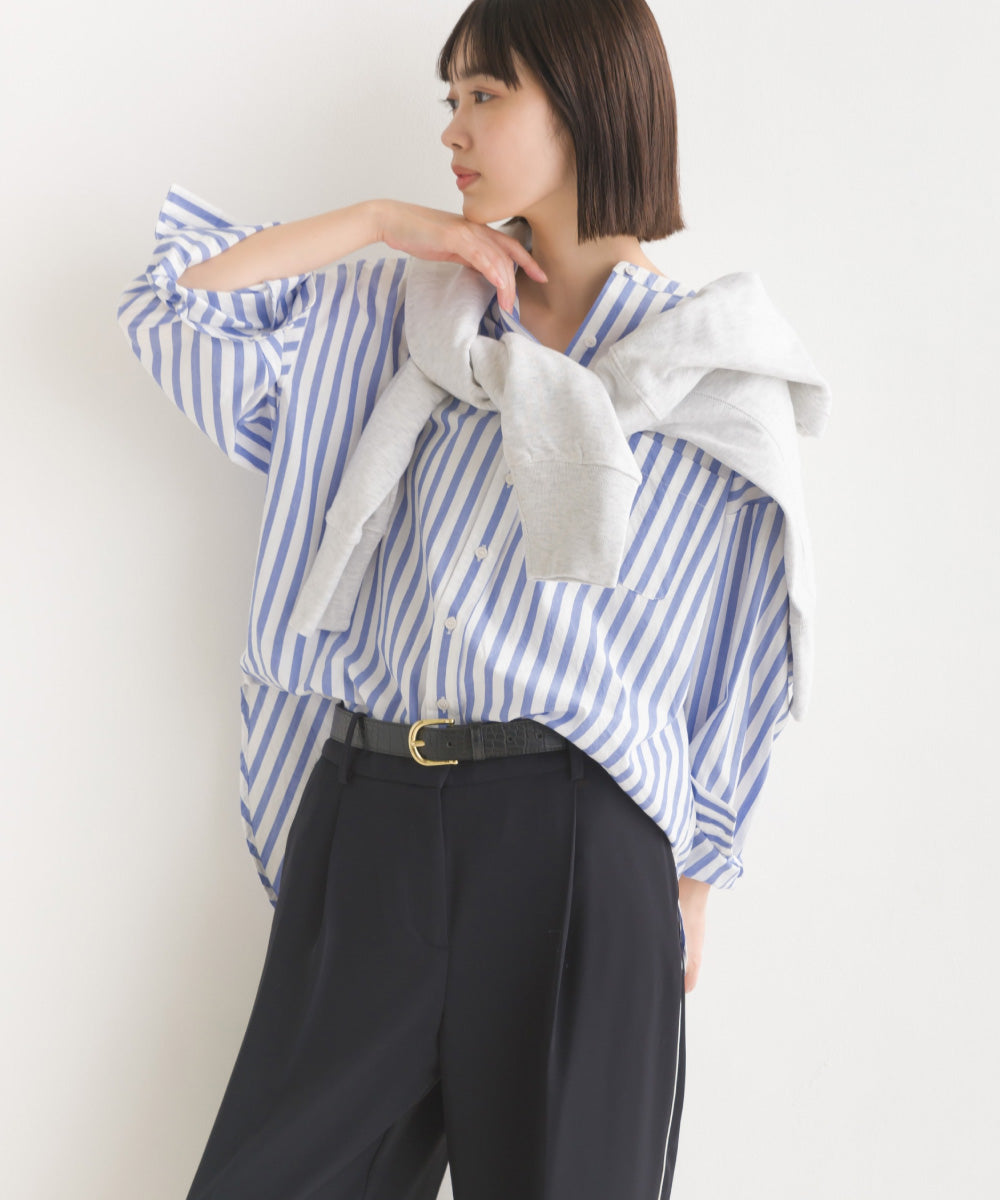 【OMNES】コットンブロードバンドカラー長袖シャツ【7122-4141】