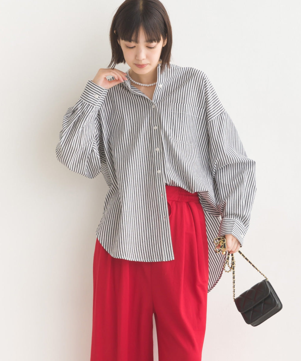 【OMNES】コットンブロードバンドカラー長袖シャツ【7122-4141】