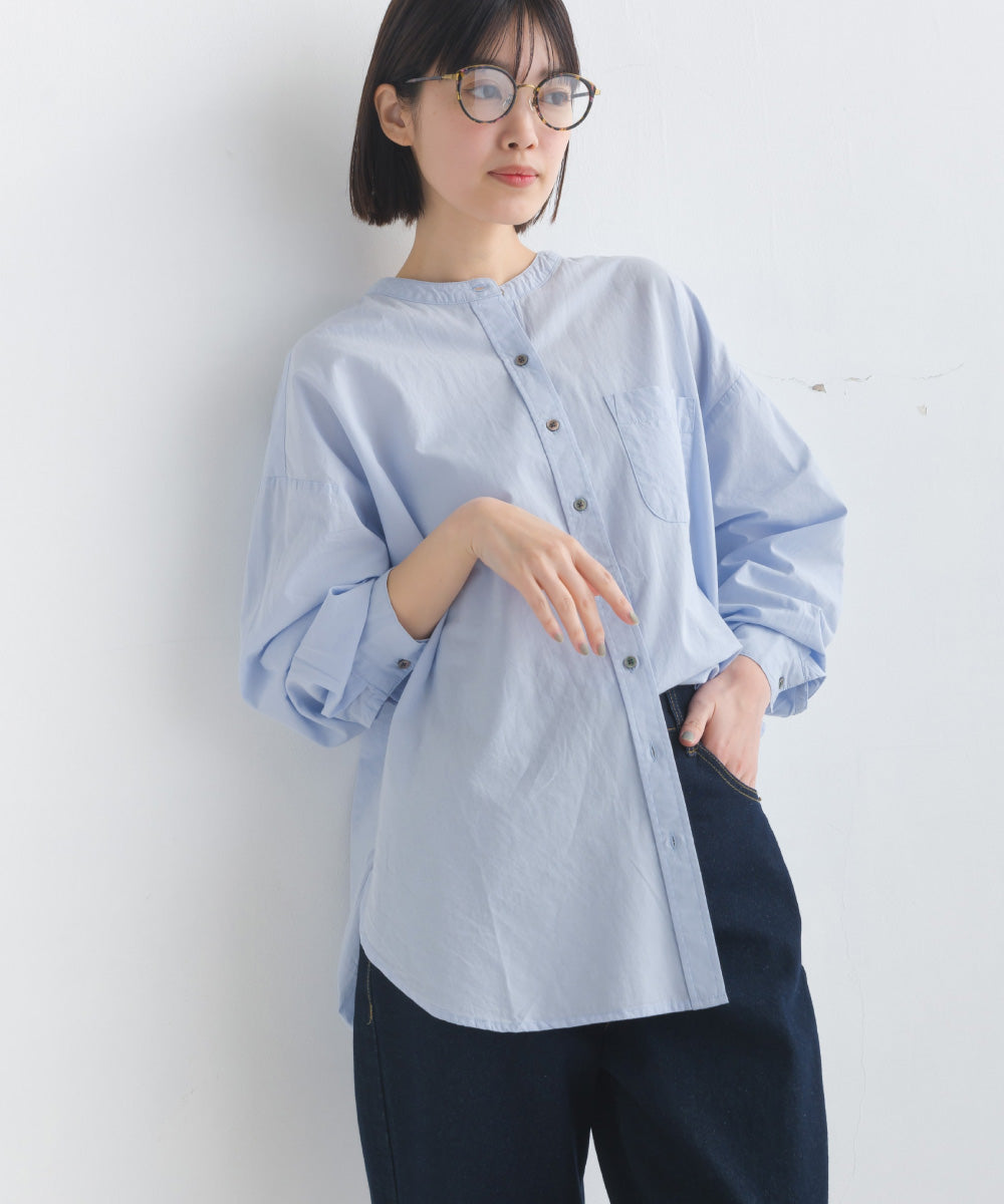 【OMNES】コットンブロードバンドカラー長袖シャツ【7122-4141】