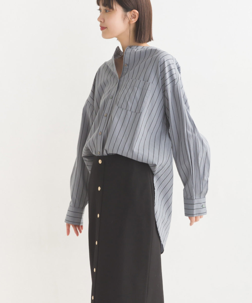 【OMNES】コットンブロードバンドカラー長袖シャツ【7122-4141】