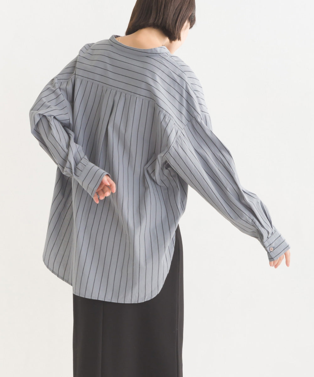 【OMNES】コットンブロードバンドカラー長袖シャツ【7122-4141】