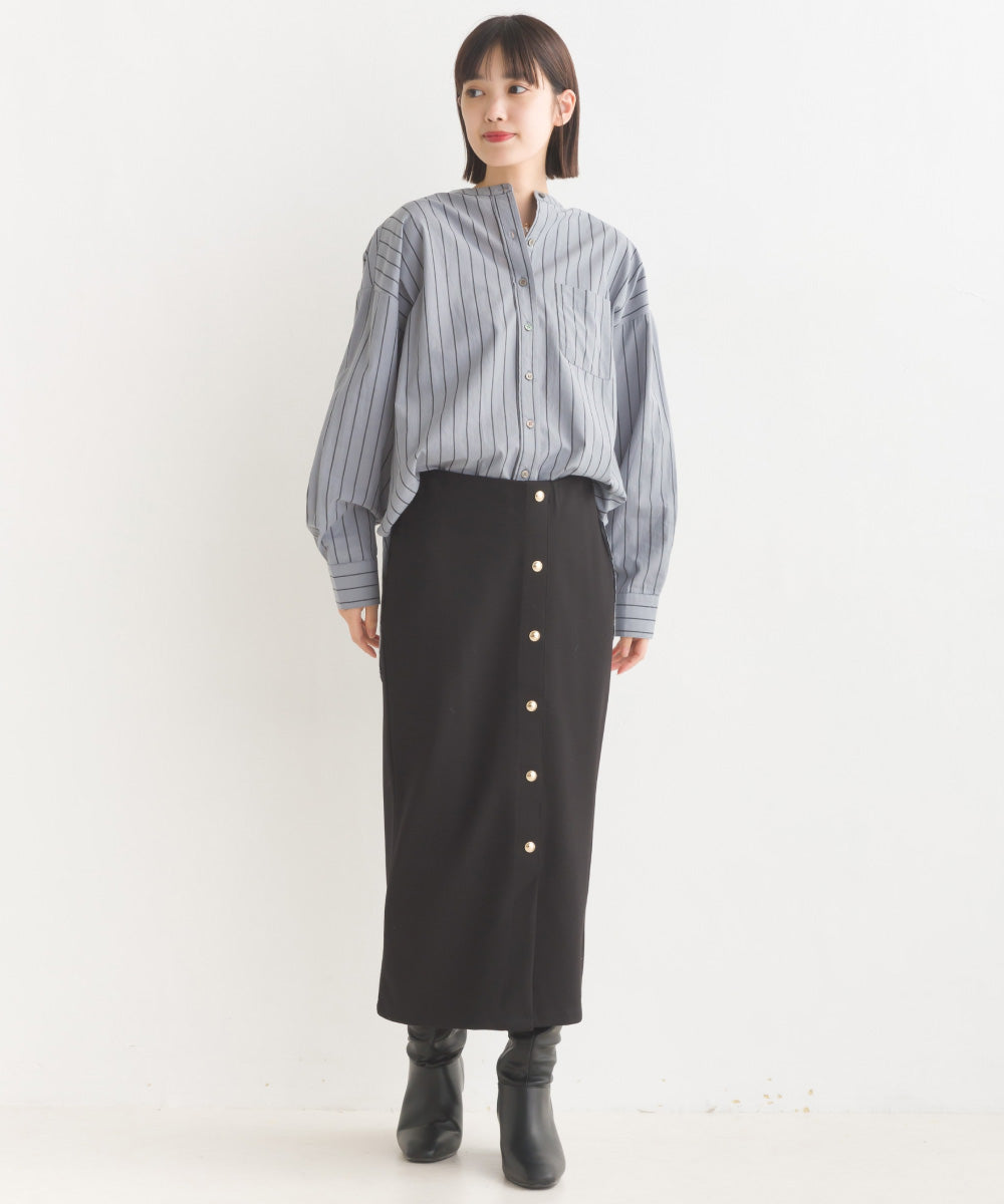 【OMNES】コットンブロードバンドカラー長袖シャツ【7122-4141】