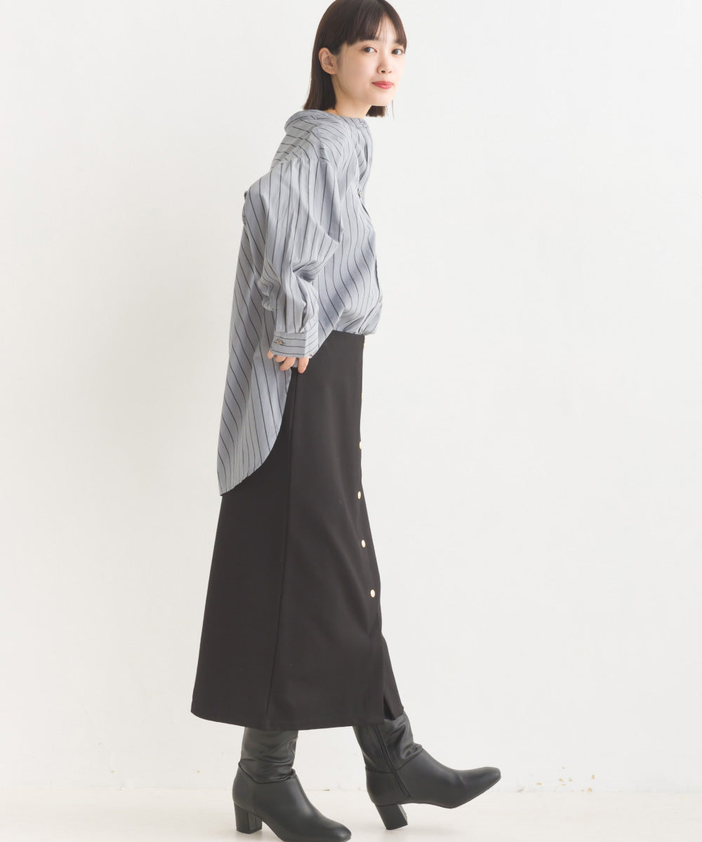 【OMNES】コットンブロードバンドカラー長袖シャツ【7122-4141】