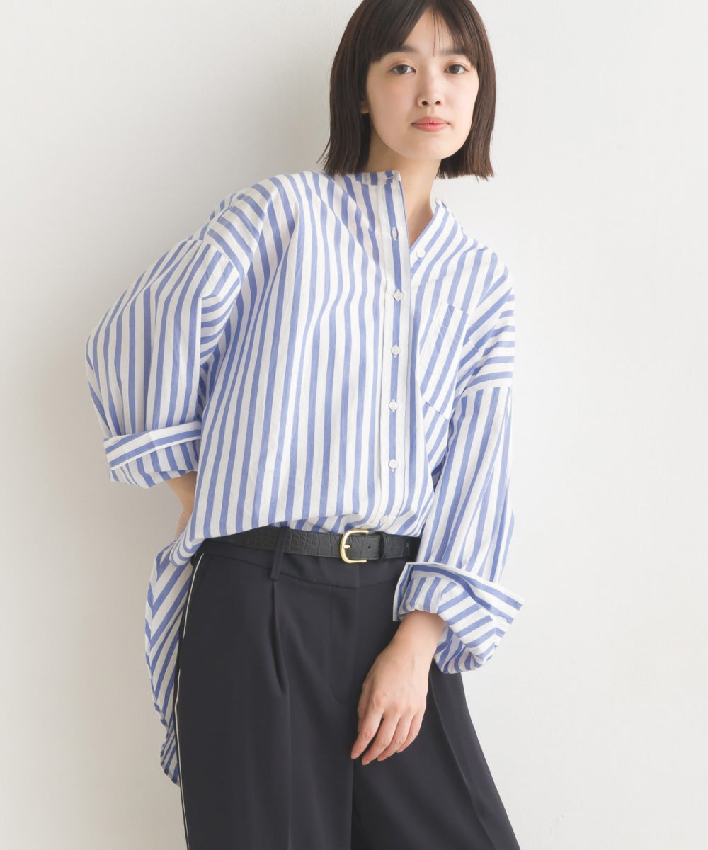 【OMNES】コットンブロードバンドカラー長袖シャツ【7122-4141】