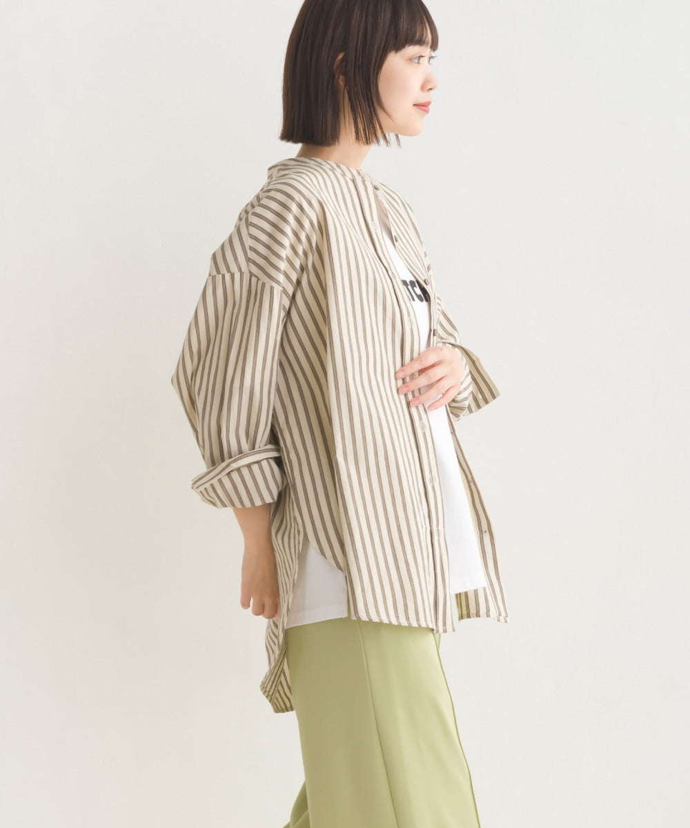 【OMNES】コットンブロードバンドカラー長袖シャツ【7122-4141】