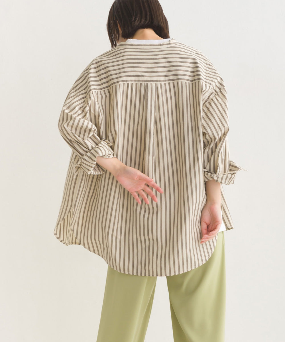 【OMNES】コットンブロードバンドカラー長袖シャツ【7122-4141】