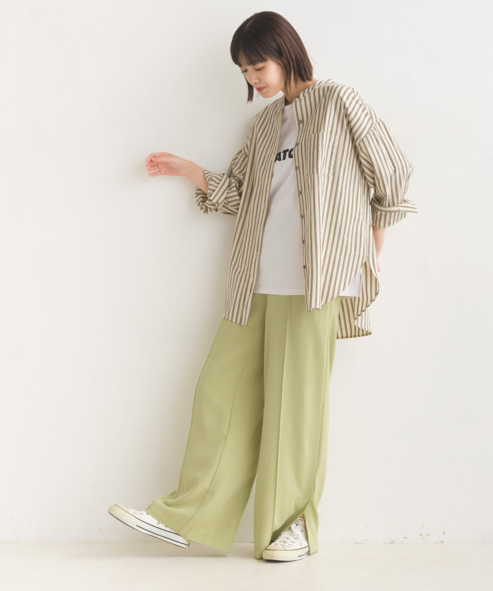 【OMNES】コットンブロードバンドカラー長袖シャツ【7122-4141】