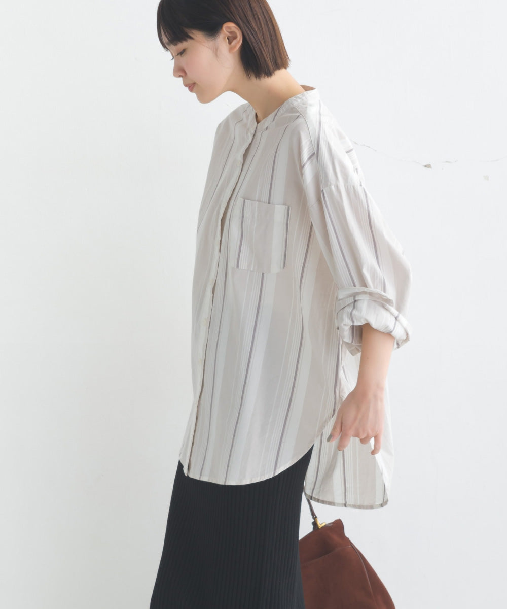 【OMNES】コットンブロードバンドカラー長袖シャツ【7122-4141】