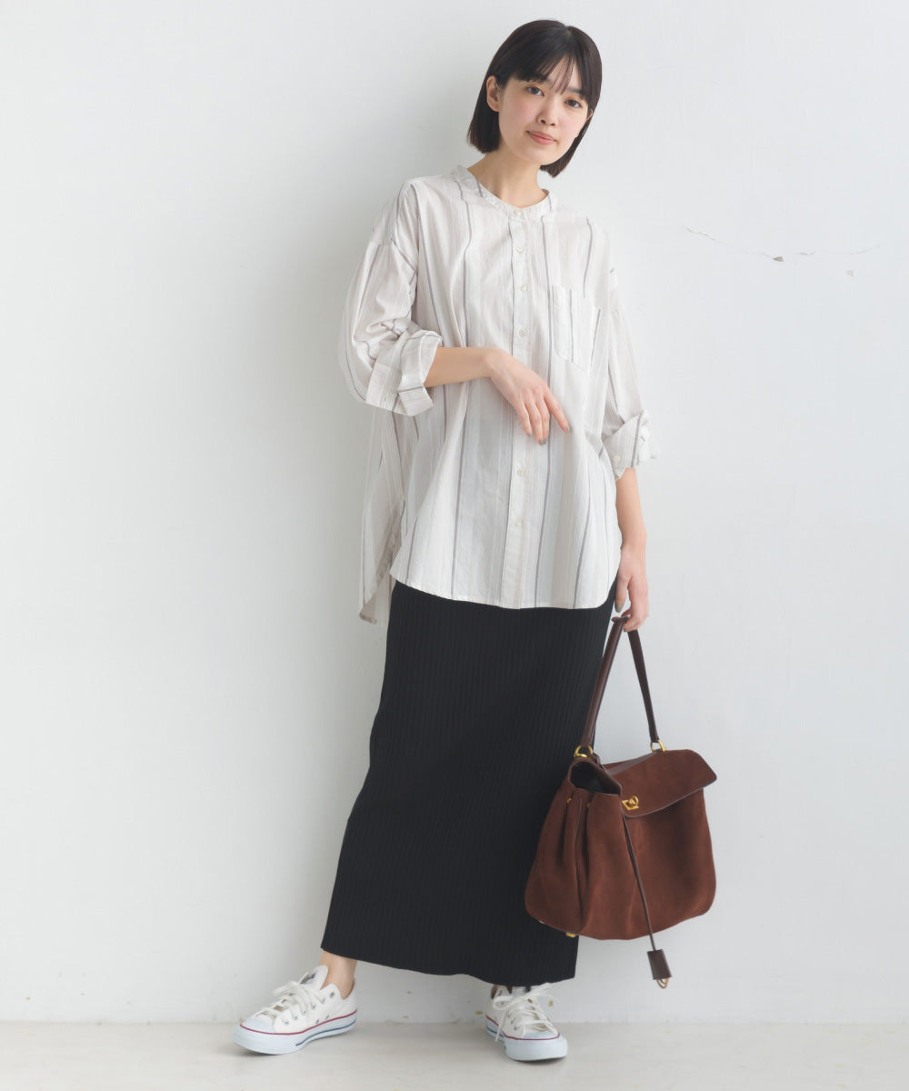 【OMNES】コットンブロードバンドカラー長袖シャツ【7122-4141】