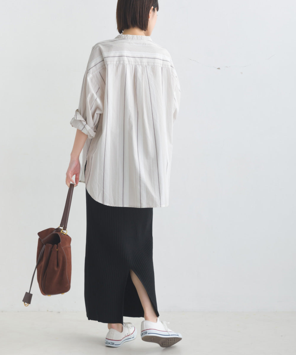 【OMNES】コットンブロードバンドカラー長袖シャツ【7122-4141】