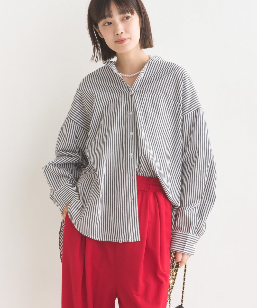【OMNES】コットンブロードバンドカラー長袖シャツ【7122-4141】