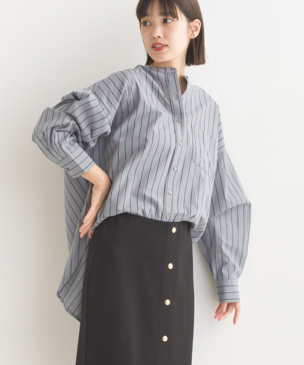 【OMNES】コットンブロードバンドカラー長袖シャツ【7122-4141】