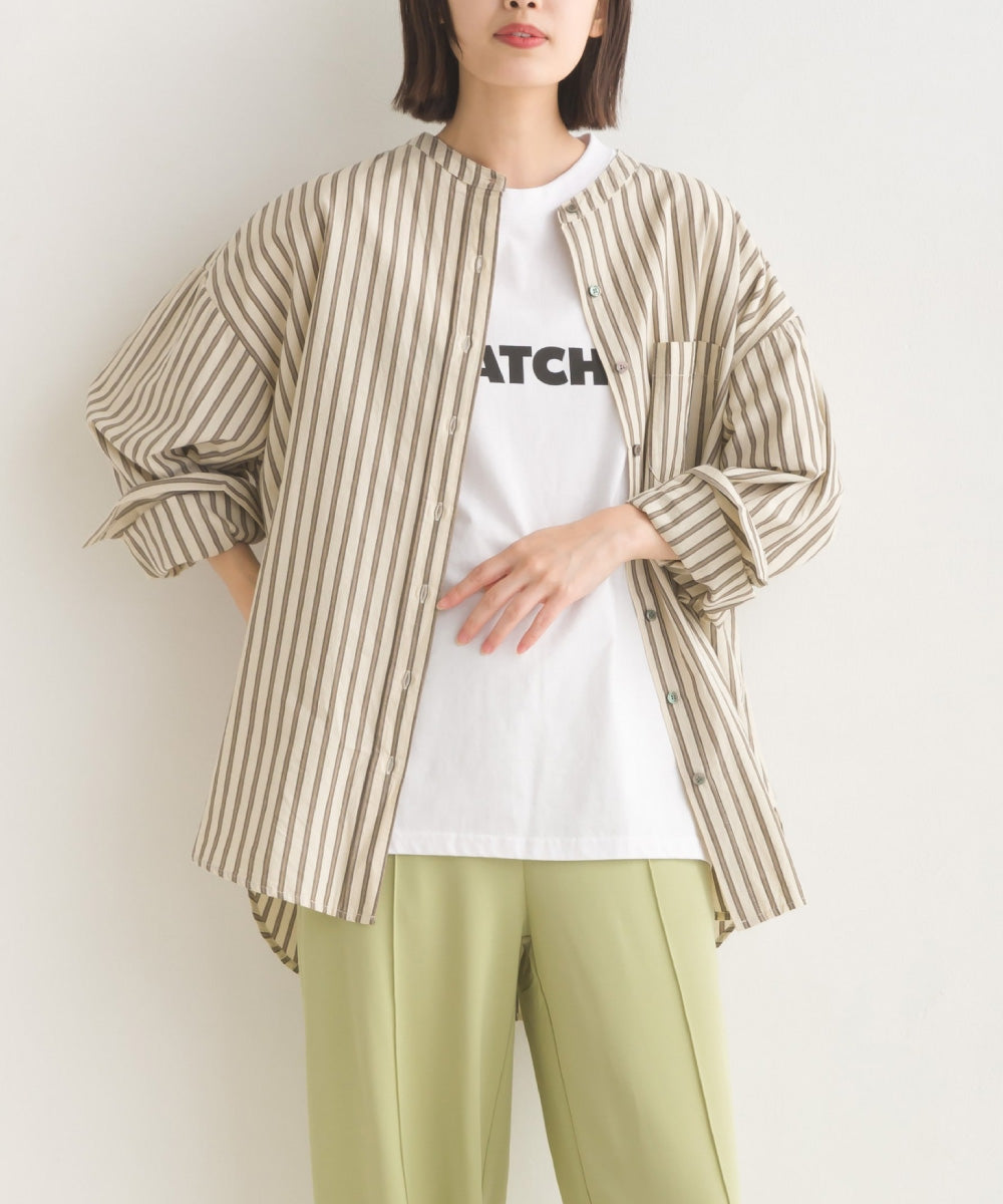 【OMNES】コットンブロードバンドカラー長袖シャツ【7122-4141】