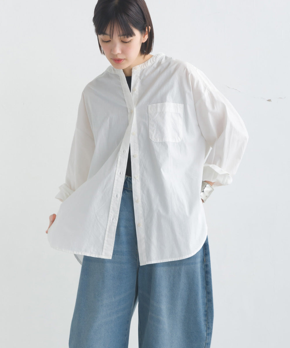 【OMNES】コットンブロードバンドカラー長袖シャツ【7122-4141】