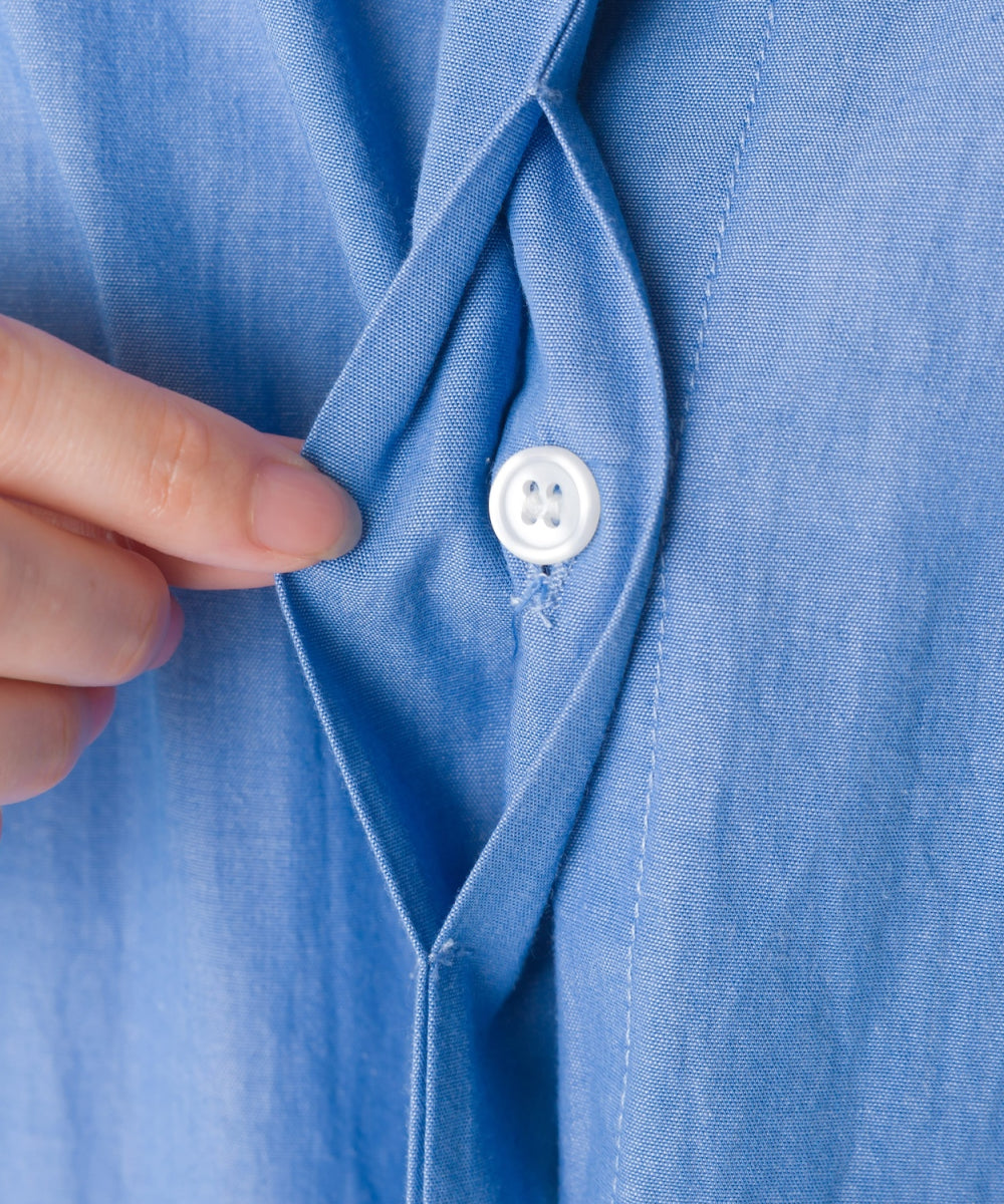 【OMNES】コットンブロード裾ギャザーシャツワンピース【7122-4142】