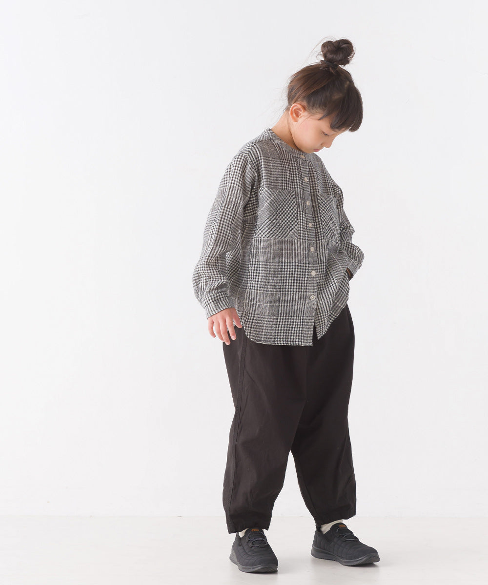 【OMNES】キッズダブルガーゼバンドカラー長袖シャツ【7122-4137】