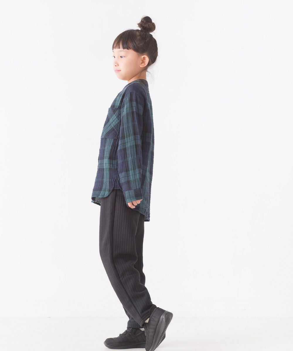 【OMNES】キッズダブルガーゼバンドカラー長袖シャツ【7122-4137】