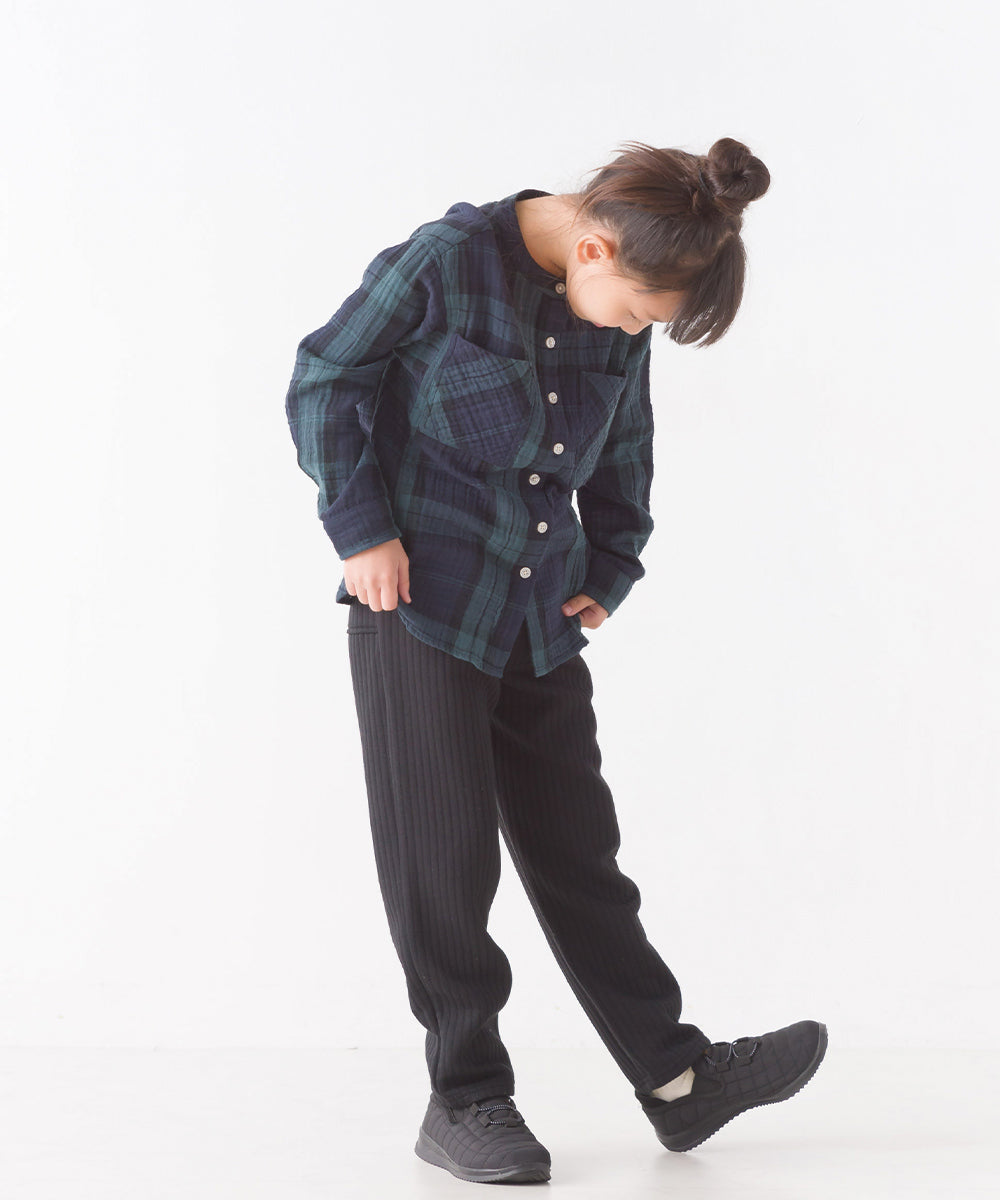 【OMNES】キッズダブルガーゼバンドカラー長袖シャツ【7122-4137】