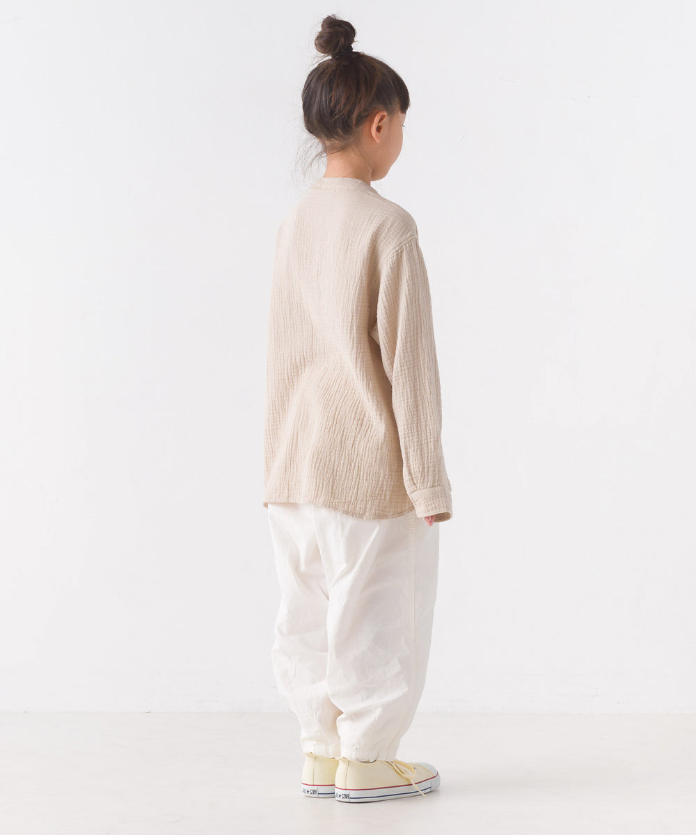【OMNES】キッズダブルガーゼバンドカラー長袖シャツ【7122-4137】