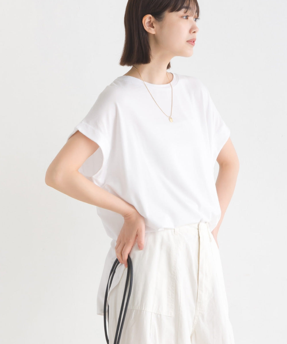 【OMNES】UVカット&ドライ加工裾ラウンドヘム半袖チュニック【7122-5247】