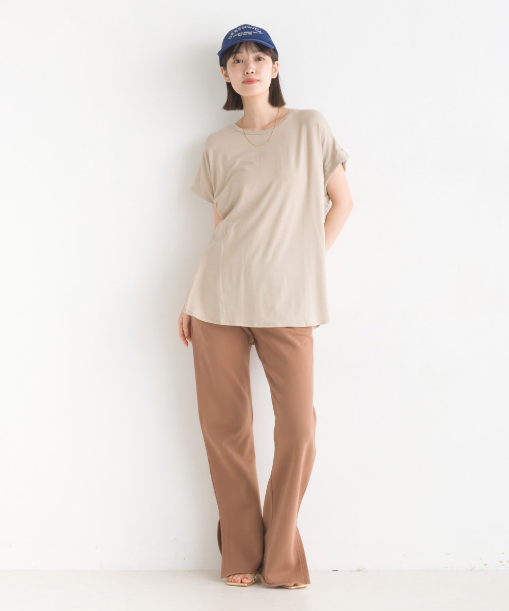 【OMNES】UVカット&ドライ加工裾ラウンドヘム半袖チュニック【7122-5247】