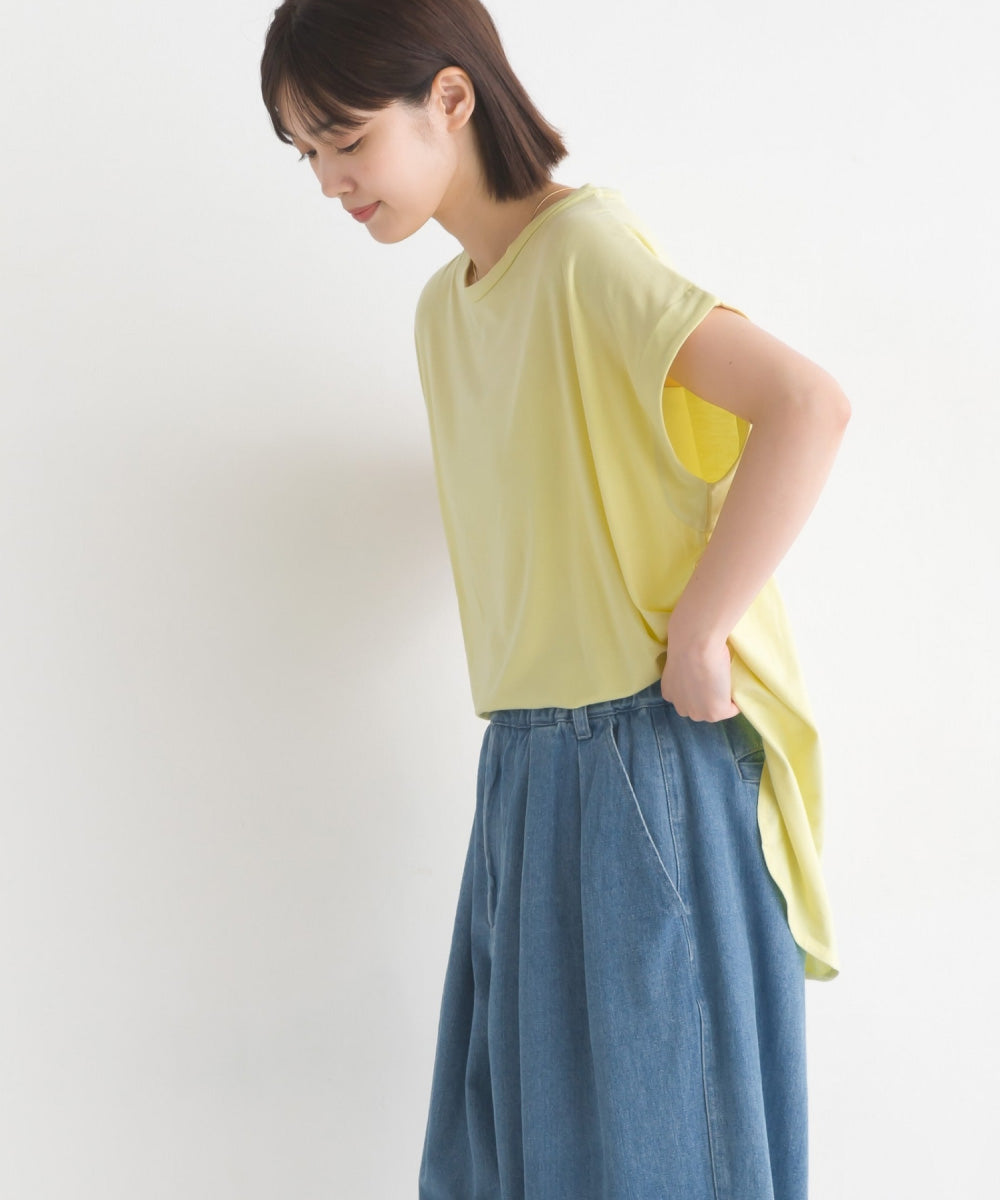 【OMNES】UVカット&ドライ加工裾ラウンドヘム半袖チュニック【7122-5247】