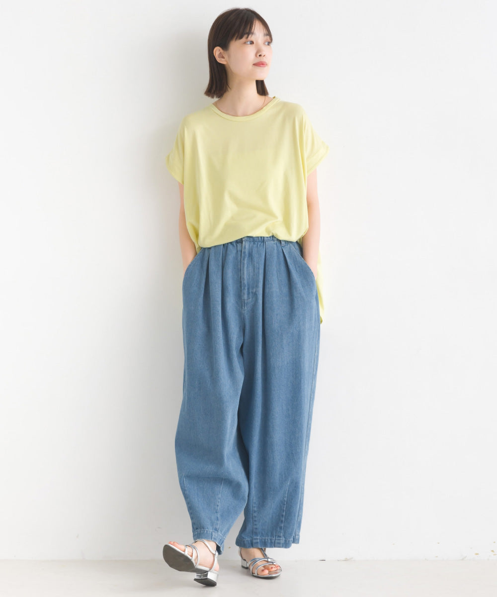 【OMNES】UVカット&ドライ加工裾ラウンドヘム半袖チュニック【7122-5247】