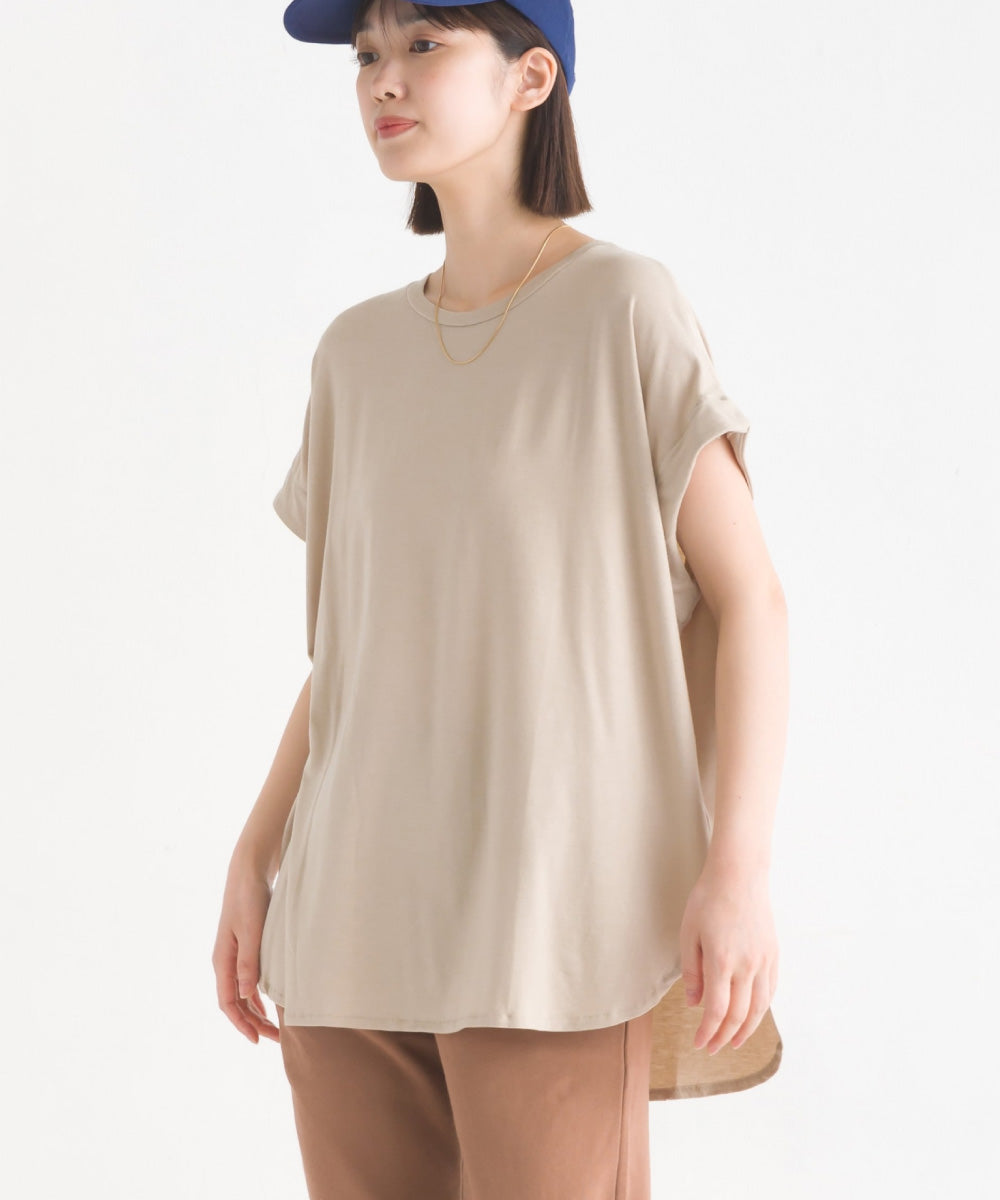【OMNES】UVカット&ドライ加工裾ラウンドヘム半袖チュニック【7122-5247】