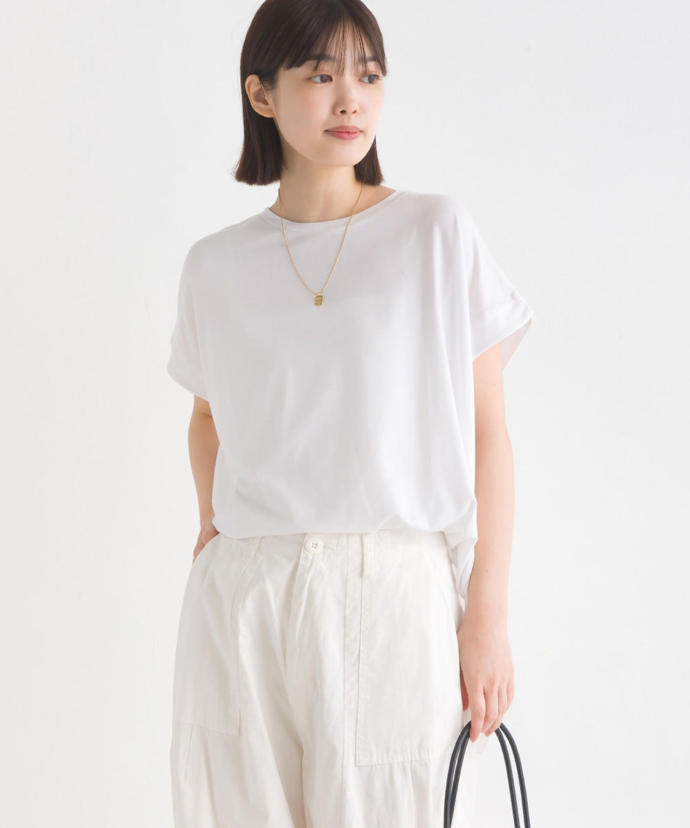 【OMNES】UVカット&ドライ加工裾ラウンドヘム半袖チュニック【7122-5247】