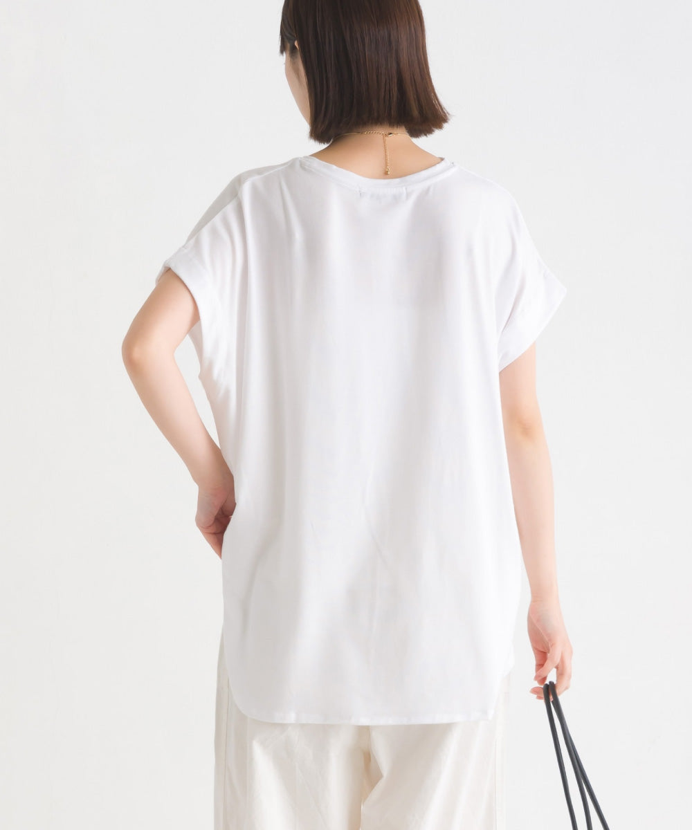 【OMNES】UVカット&ドライ加工裾ラウンドヘム半袖チュニック【7122-5247】
