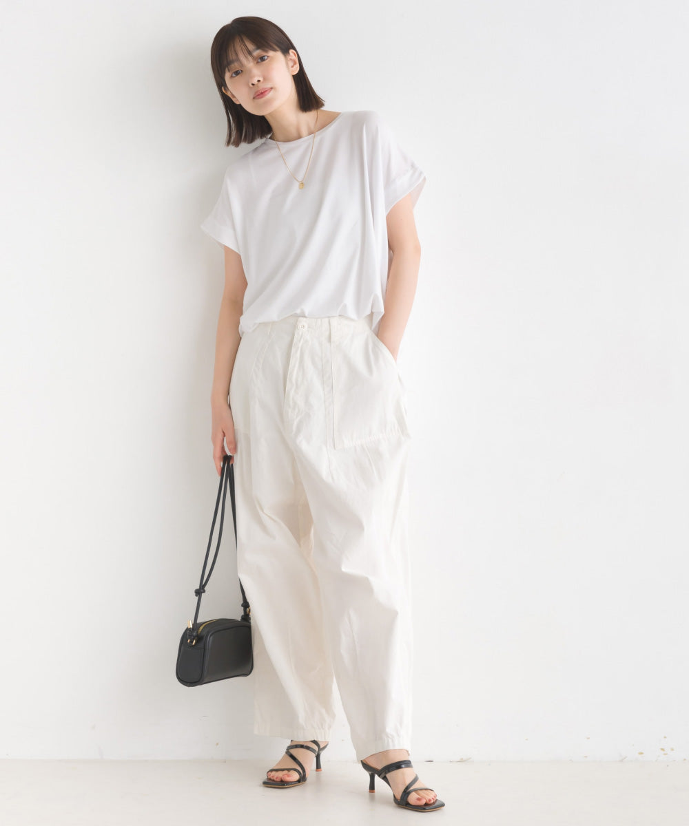 【OMNES】UVカット&ドライ加工裾ラウンドヘム半袖チュニック【7122-5247】