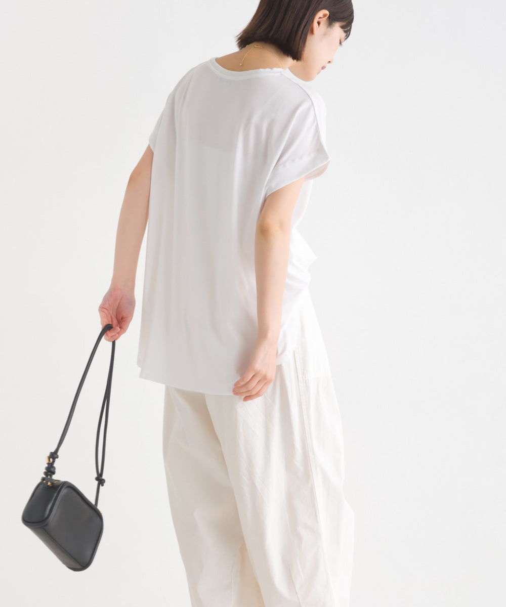 【OMNES】UVカット&ドライ加工裾ラウンドヘム半袖チュニック【7122-5247】