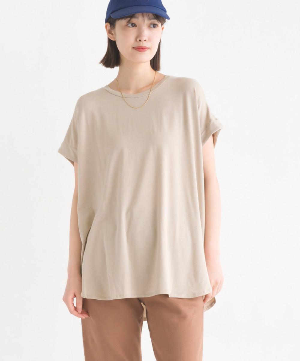 【OMNES】UVカット&ドライ加工裾ラウンドヘム半袖チュニック【7122-5247】