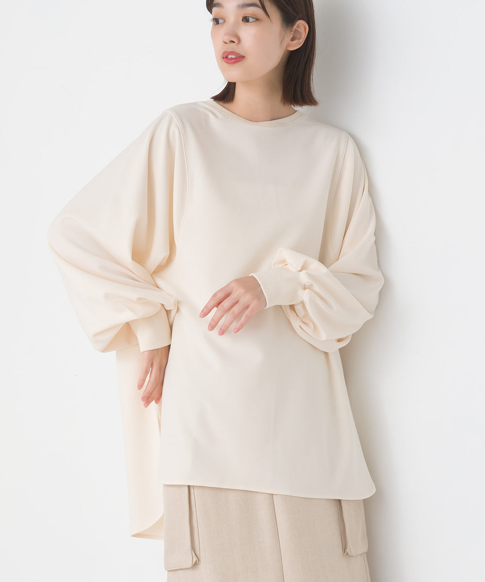 【OMNES】梨地バックヘンリーボリュームスリーブプルオーバー長袖【7122-5329】