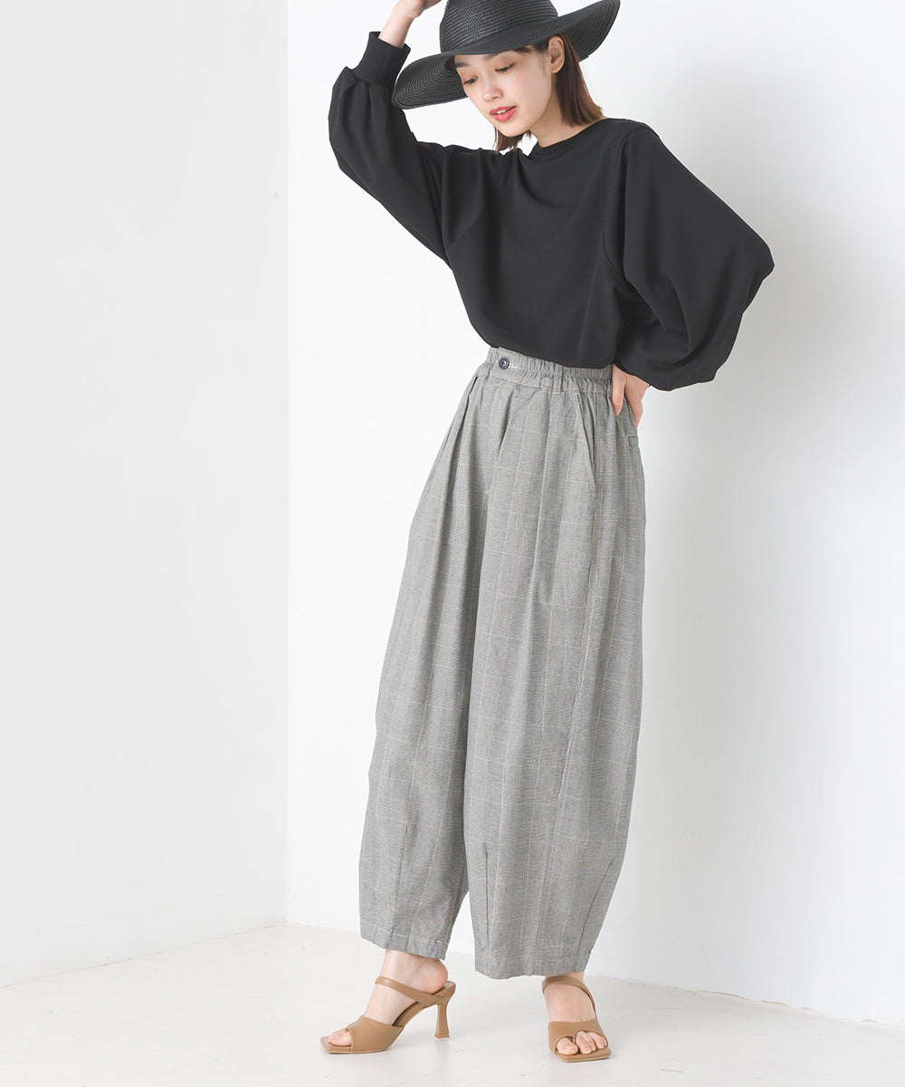 【OMNES】梨地バックヘンリーボリュームスリーブプルオーバー長袖【7122-5329】