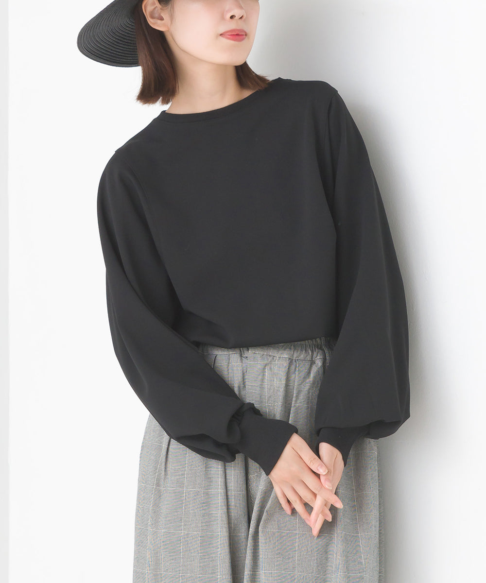【OMNES】梨地バックヘンリーボリュームスリーブプルオーバー長袖【7122-5329】