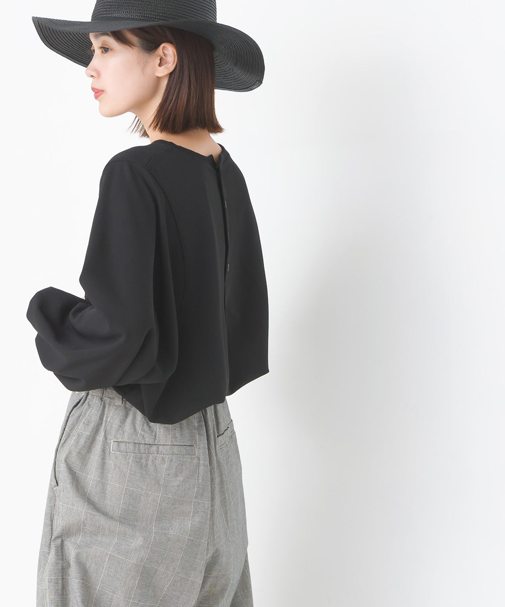 【OMNES】梨地バックヘンリーボリュームスリーブプルオーバー長袖【7122-5329】