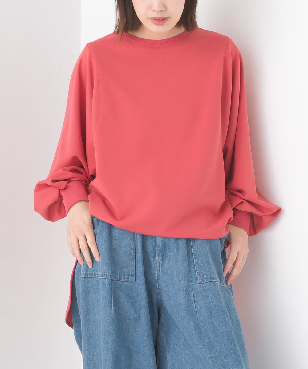 【OMNES】梨地バックヘンリーボリュームスリーブプルオーバー長袖【7122-5329】