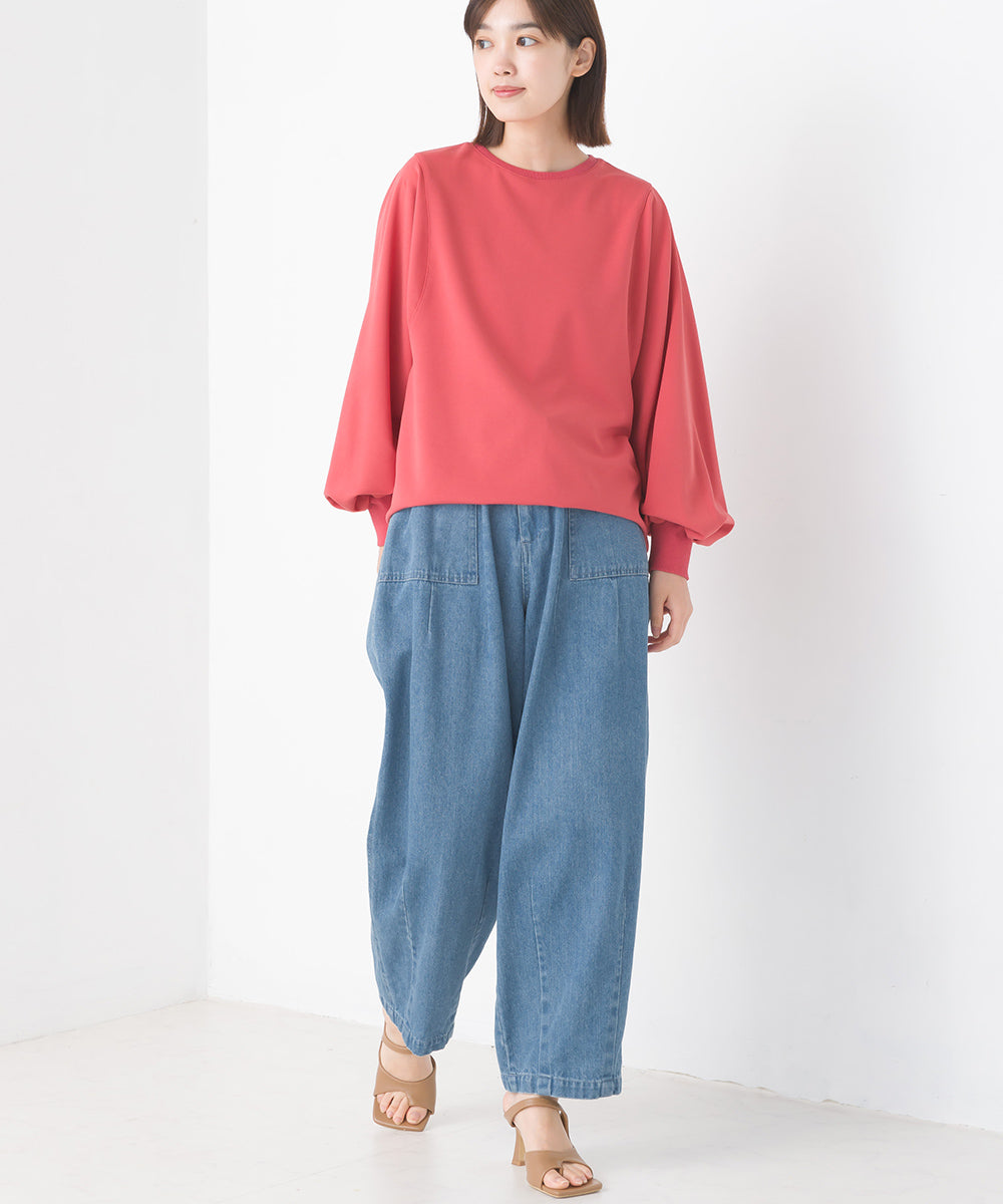 【OMNES】梨地バックヘンリーボリュームスリーブプルオーバー長袖【7122-5329】
