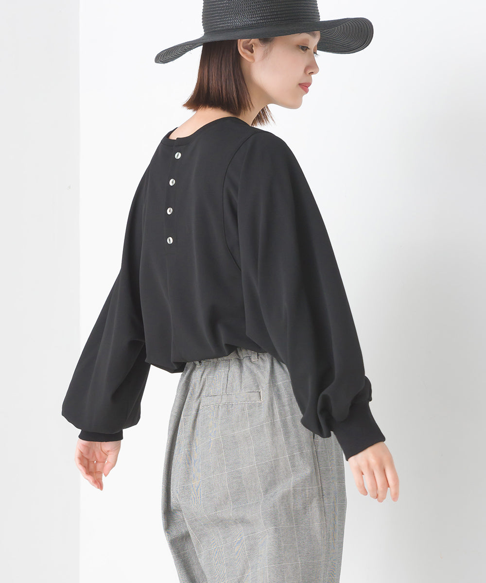 【OMNES】梨地バックヘンリーボリュームスリーブプルオーバー長袖【7122-5329】