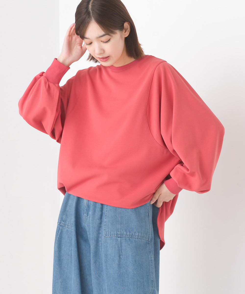 【OMNES】梨地バックヘンリーボリュームスリーブプルオーバー長袖【7122-5329】